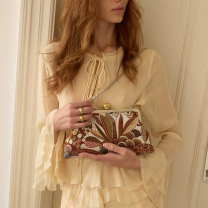 POMEGRANATE ON BROWN JUNGLE CLASSIC BAG