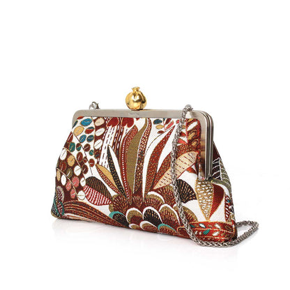 POMEGRANATE ON BROWN JUNGLE CLASSIC BAG