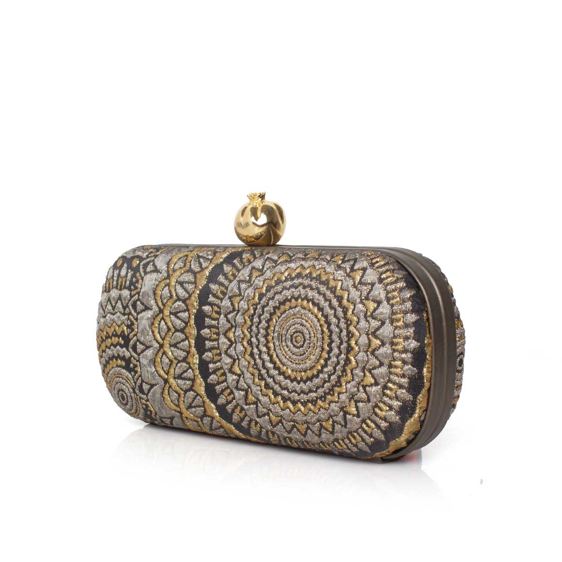 POMEGRANATE ON SUNBURST BROCADE BIG BOX CLUTCH