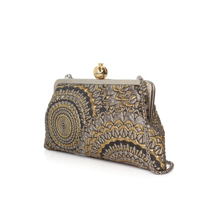 POMEGRANATE ON SUNBURST BROCADE CLASSIC BAG