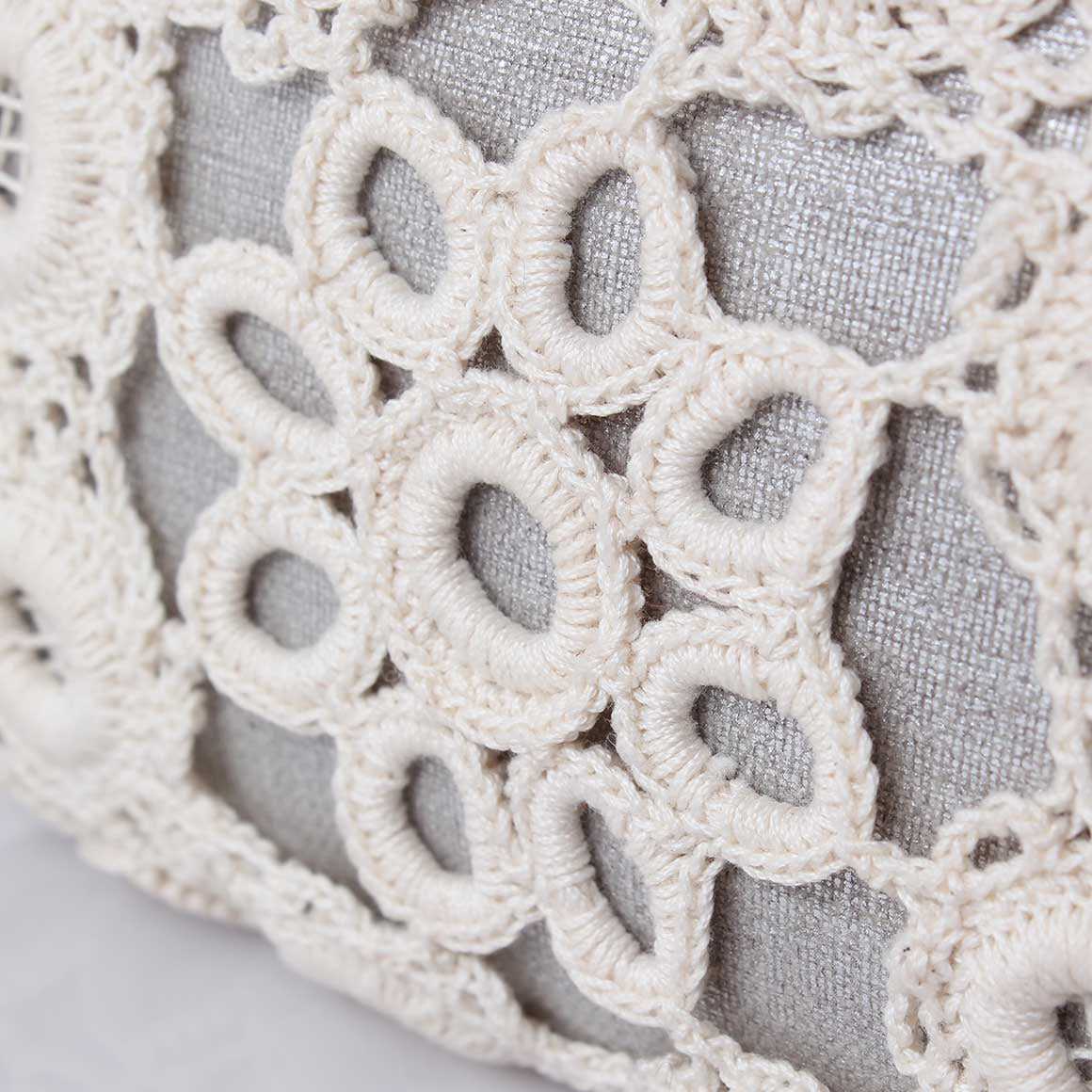POMEGRANATE WITH CROCHET ON SILVER BOX CLUTCH