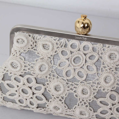POMEGRANATE WITH CROCHET ON SILVER CLASSIC BAG