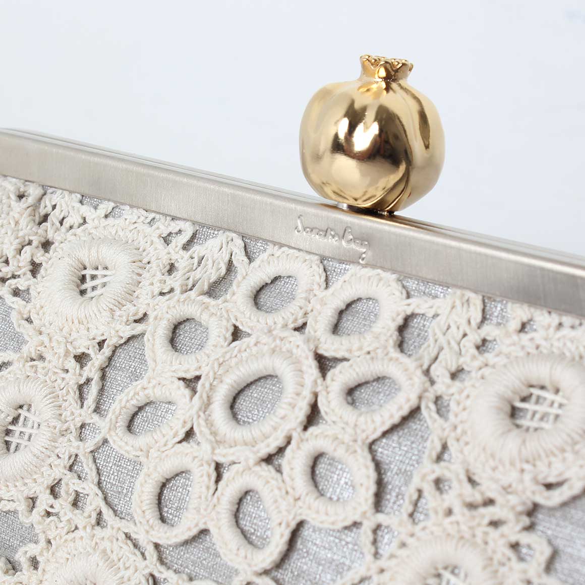 POMEGRANATE WITH CROCHET ON SILVER CLASSIC BAG