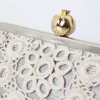 POMEGRANATE WITH CROCHET ON SILVER CLASSIC BAG
