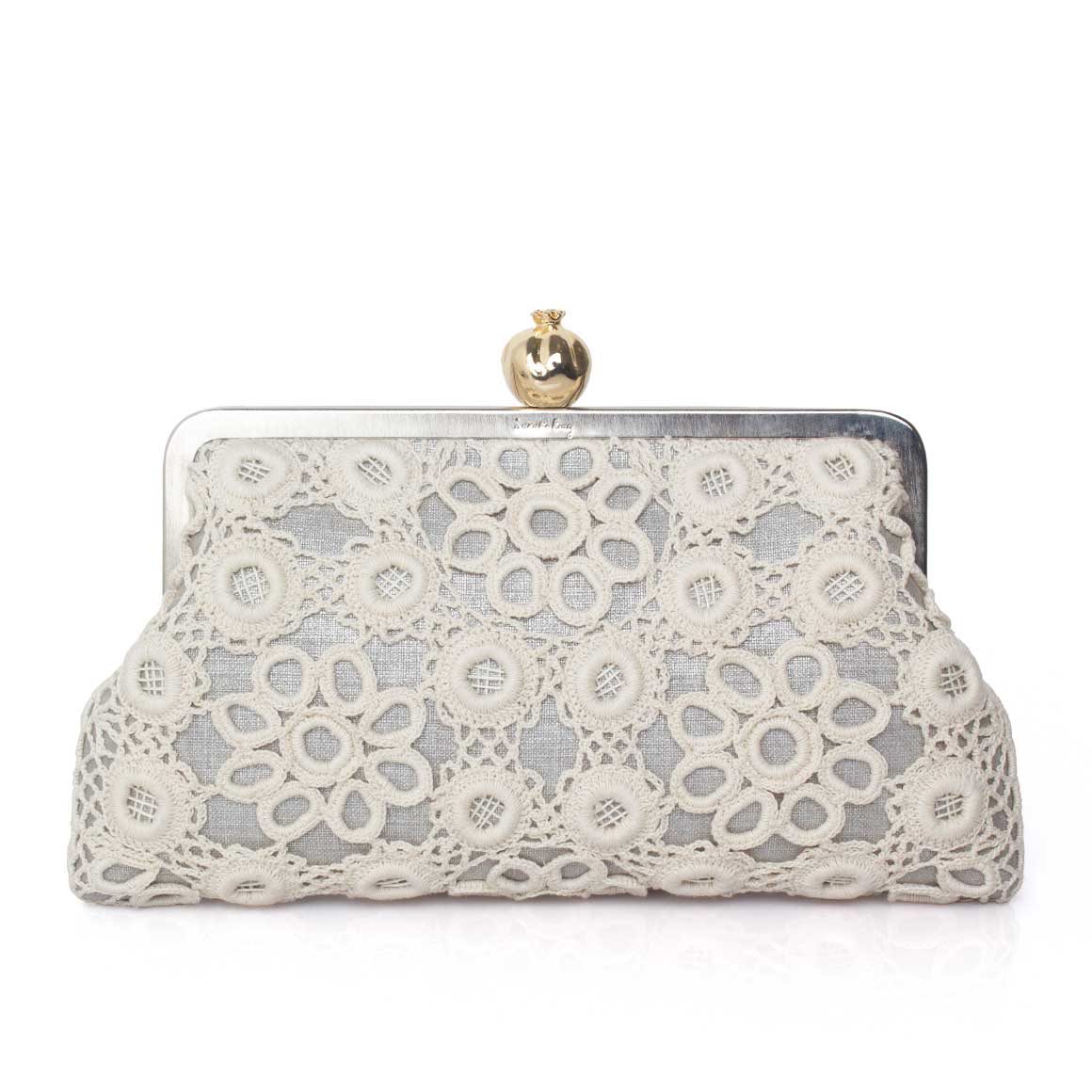 POMEGRANATE WITH CROCHET ON SILVER CLASSIC BAG