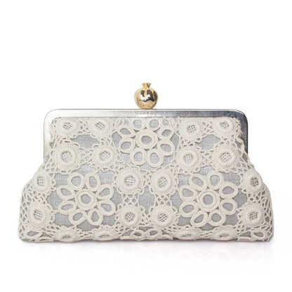 POMEGRANATE WITH CROCHET ON SILVER CLASSIC BAG