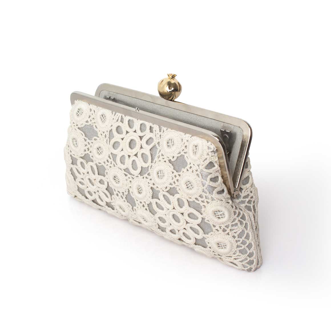 POMEGRANATE WITH CROCHET ON SILVER CLASSIC BAG