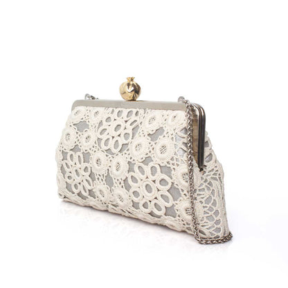 POMEGRANATE WITH CROCHET ON SILVER CLASSIC BAG