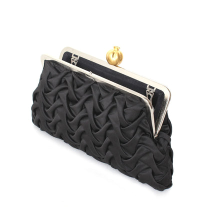 POMEGRENATE ON BLACK SATIN SMOCKING CLASSIC BAG