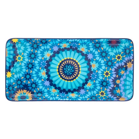 RECTANGLE PLATE MOUCHARABIEH BLUE 24x12 CM