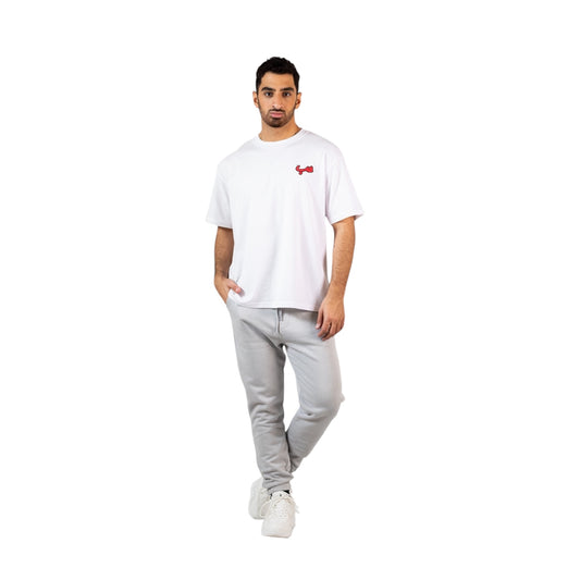 WHITE SIDE HOBB حب T-SHIRT