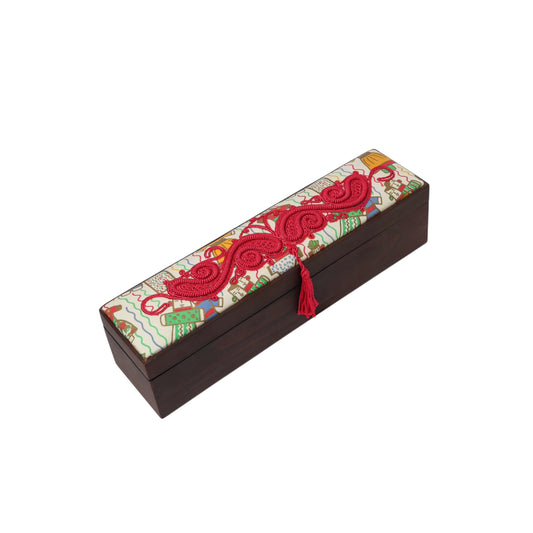 QITAN EMBROIDERED LONG TEA BOX