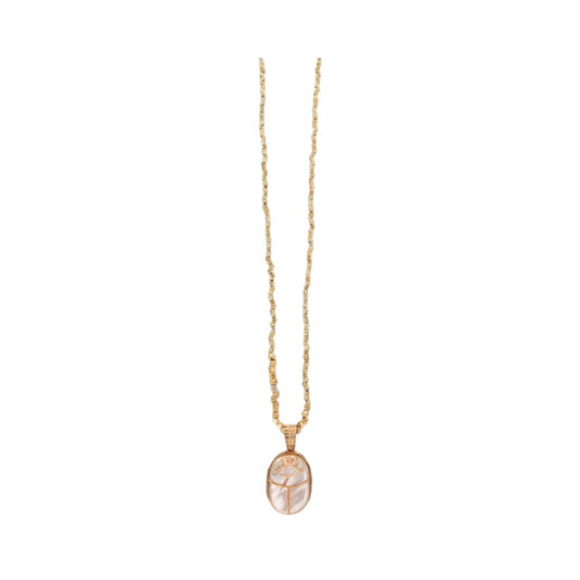 LUCKY SCARABEE WHITE MOTHER OF PEARL NECKLACE