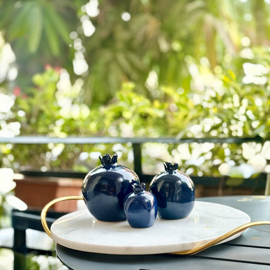 NAVY BLUE CERAMIC POMEGRANATES
