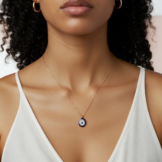 DEEP BLUE EVIL EYE NECKLACE