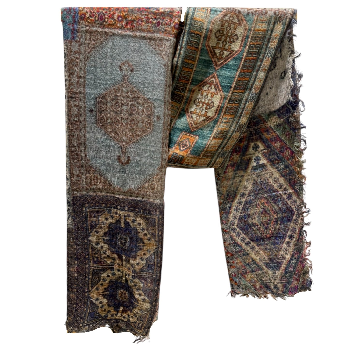 MOSAIC BLUE HERITAGE WOOL SCARF