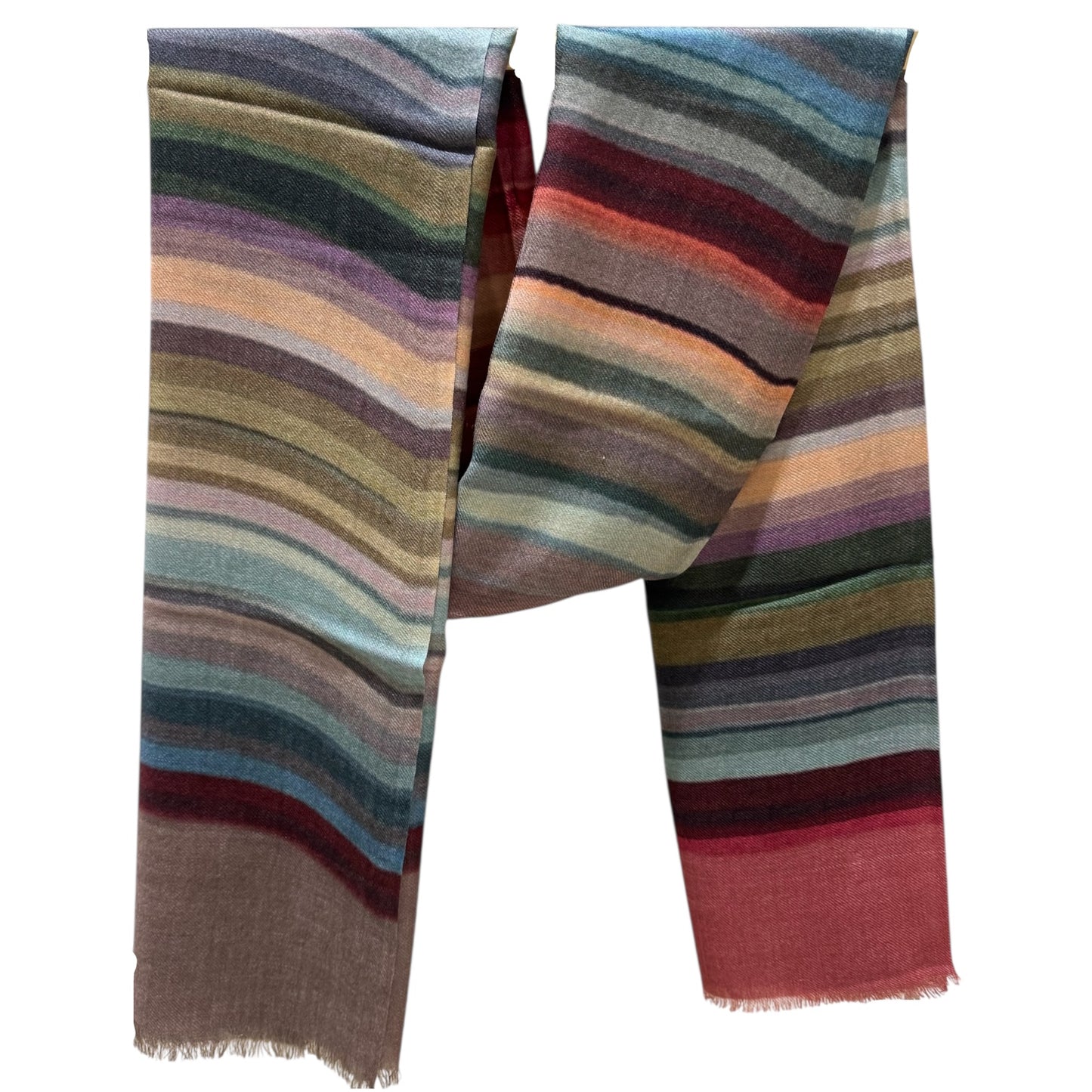 WARM STRIPE WOOL AND SILK SCARF