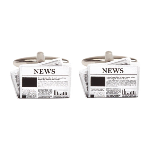 NEWSPAPER RHODIUM PLATED CUFFLINKS