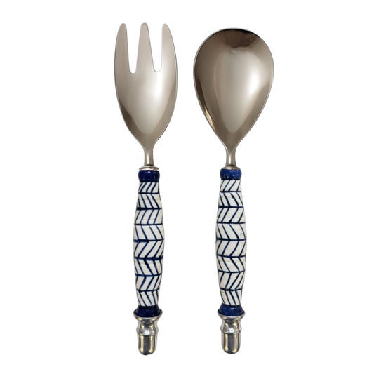 BLUE GEOMETRIC SALAD SET