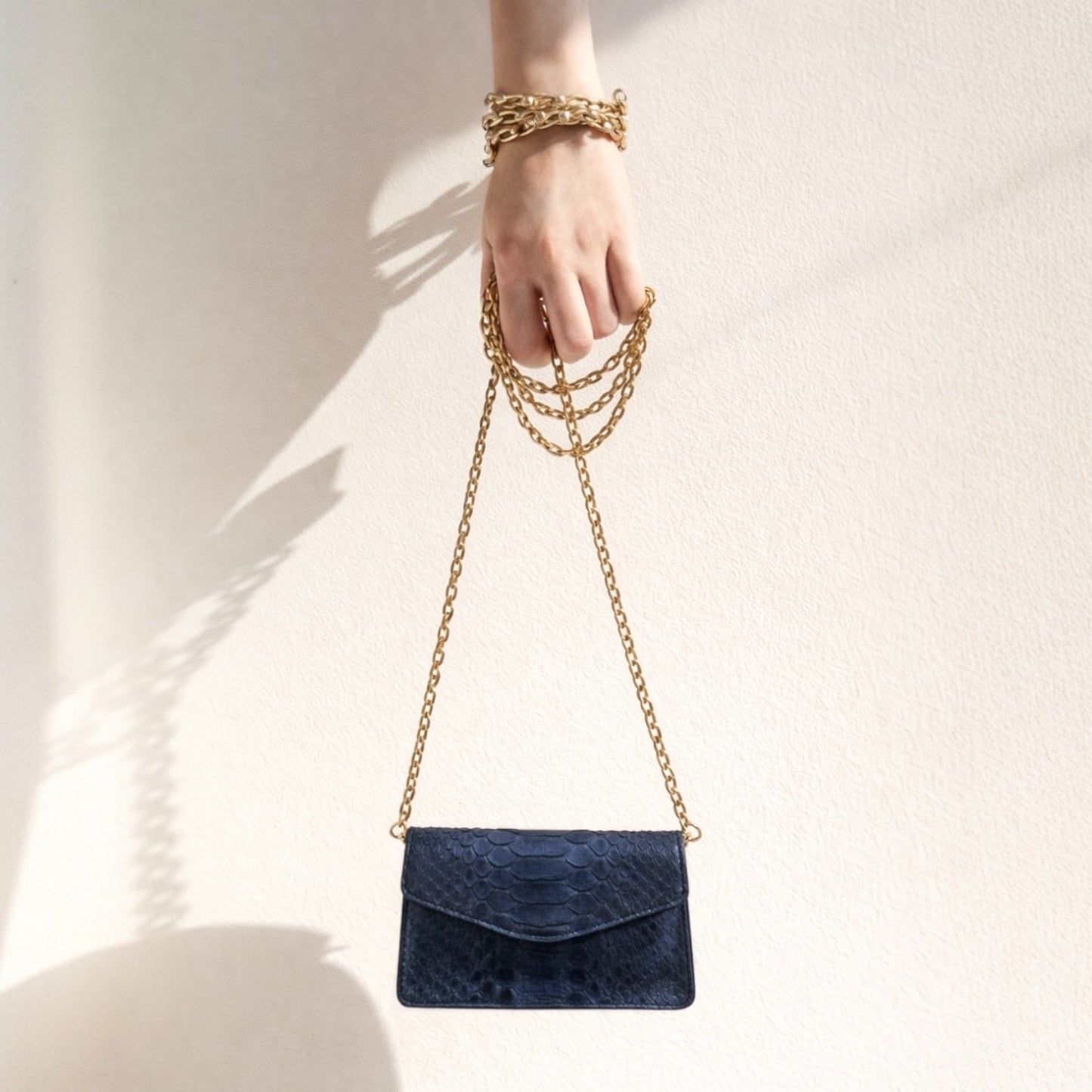 NAVY PYTHON ENVELOPE BAG