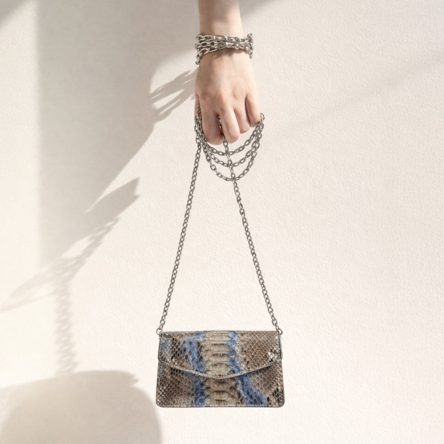 AZURE PYTHON ENVELOPE BAG