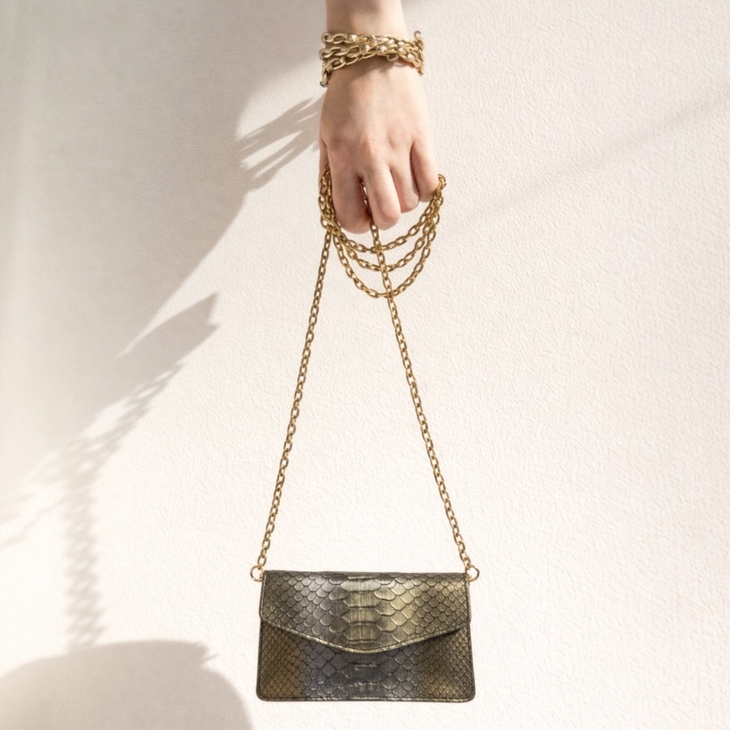 VERDIGRIS PYTHON ENVELOPE BAG