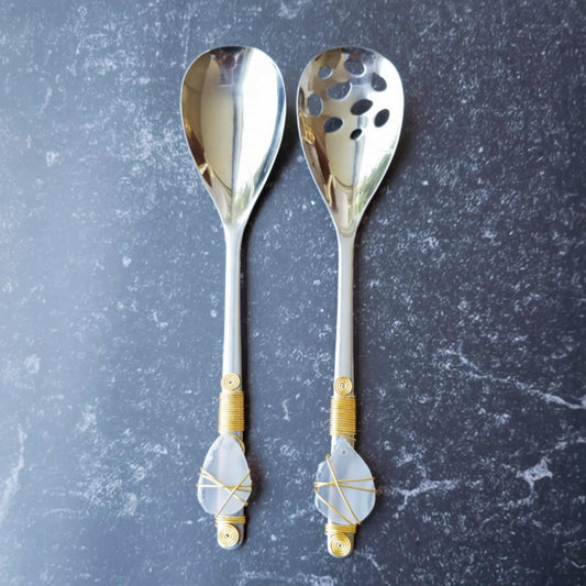 TWO PIECE SERVING SPOON AND SLOTTED SPOON SET