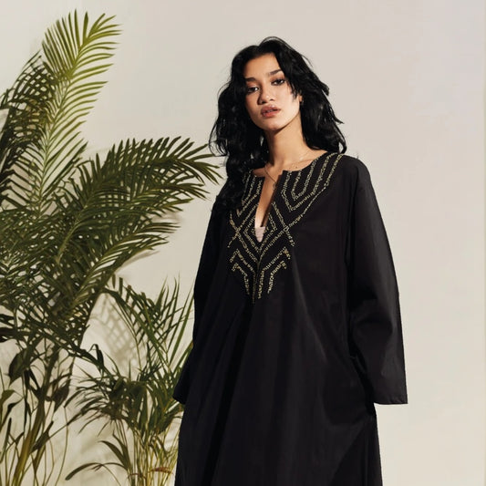 BLACK POPLIN JALABIYA