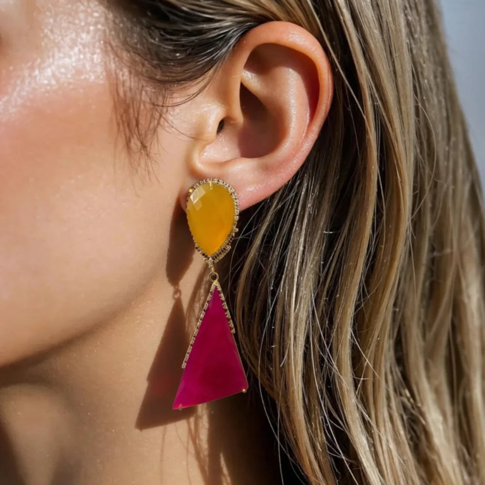 GEMSTONE AGATE PEAR EARRINGS