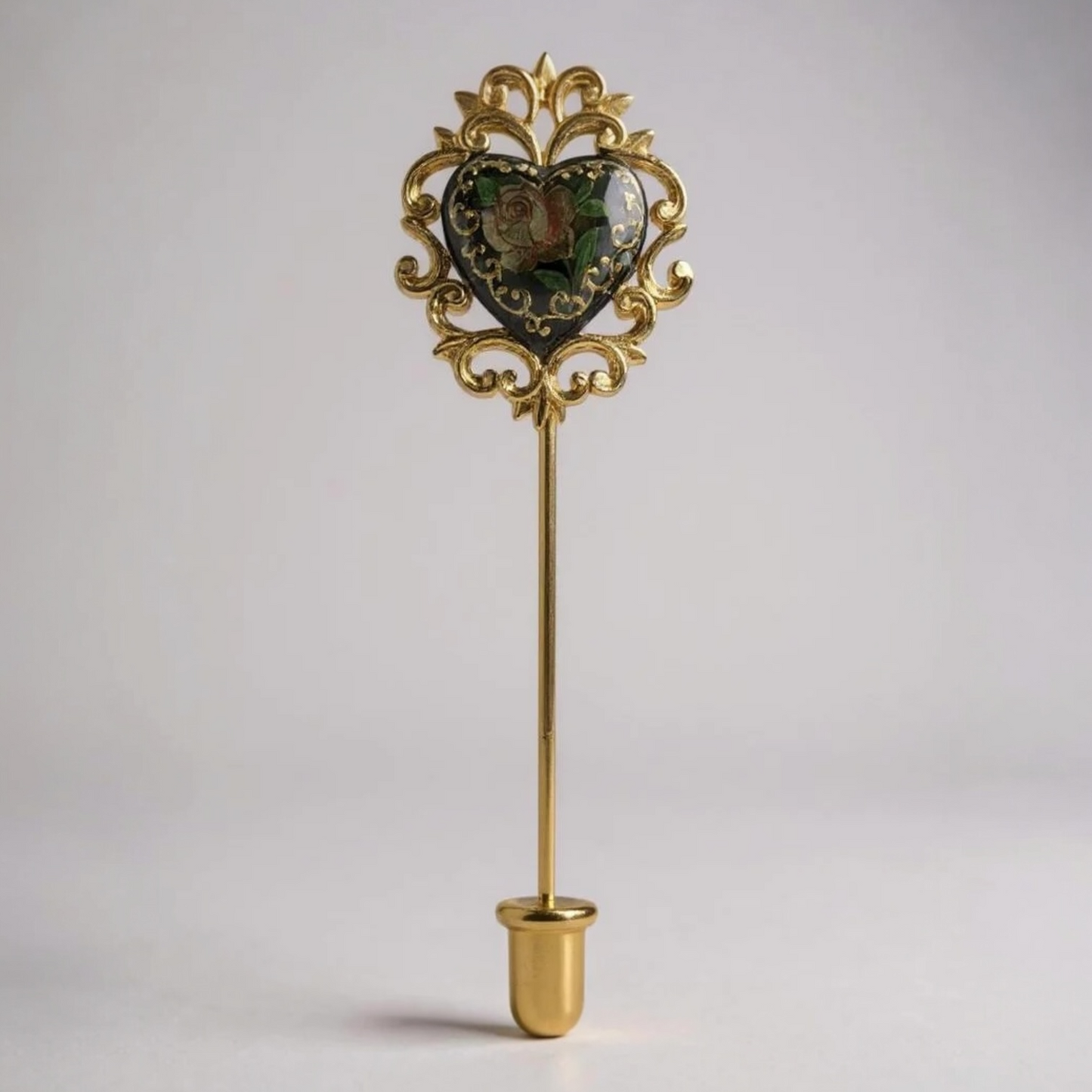 FLORAL HEART STICK PIN