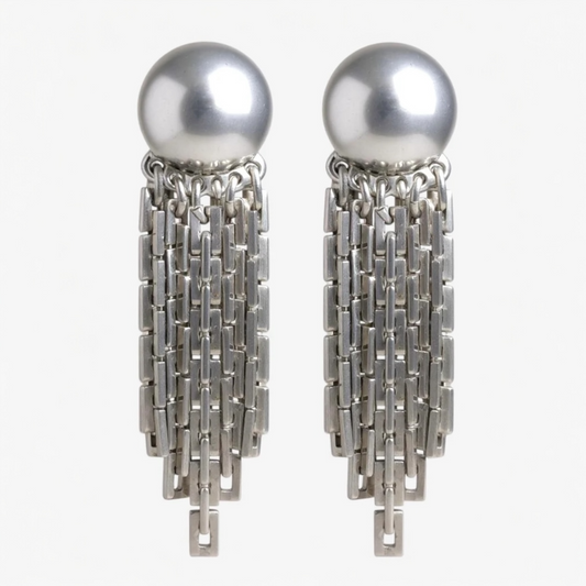 MONET DAMITA COLLECTION SILVER TONE TASSEL CLIP ON EARRINGS
