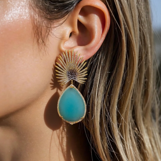 STARDUST BLUE CHALCEDONY EARRINGS