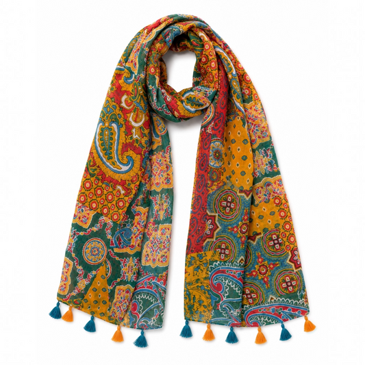 MOSAIC TASSEL SCARF