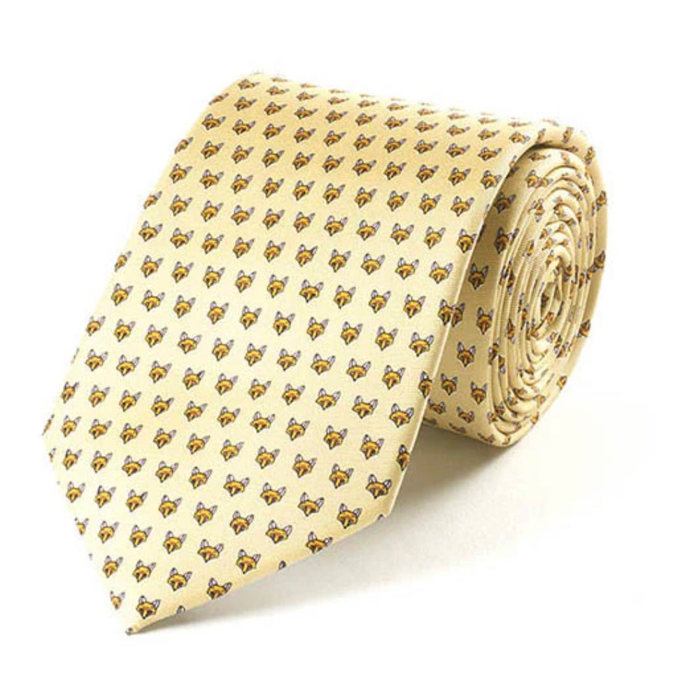 BRYAN PARRY FOXES LEMON SILK TIE
