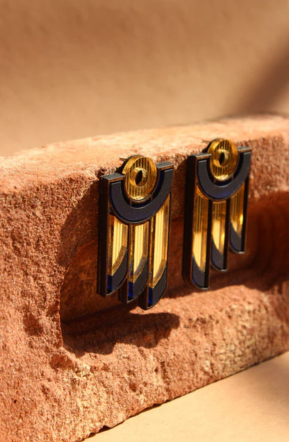 NAVY BLUE BALCONY EARRINGS