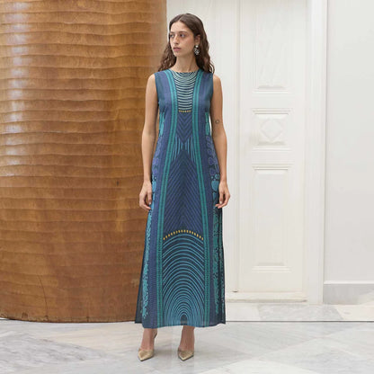 TRIBAL COTTON BLUES VANDA DRESS