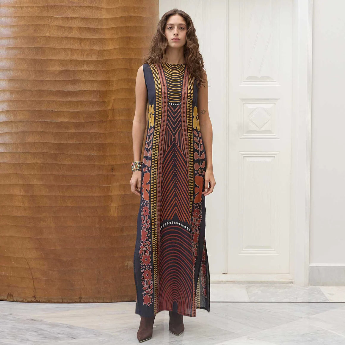 TRIBAL COTTON GOLD VANDA DRESS