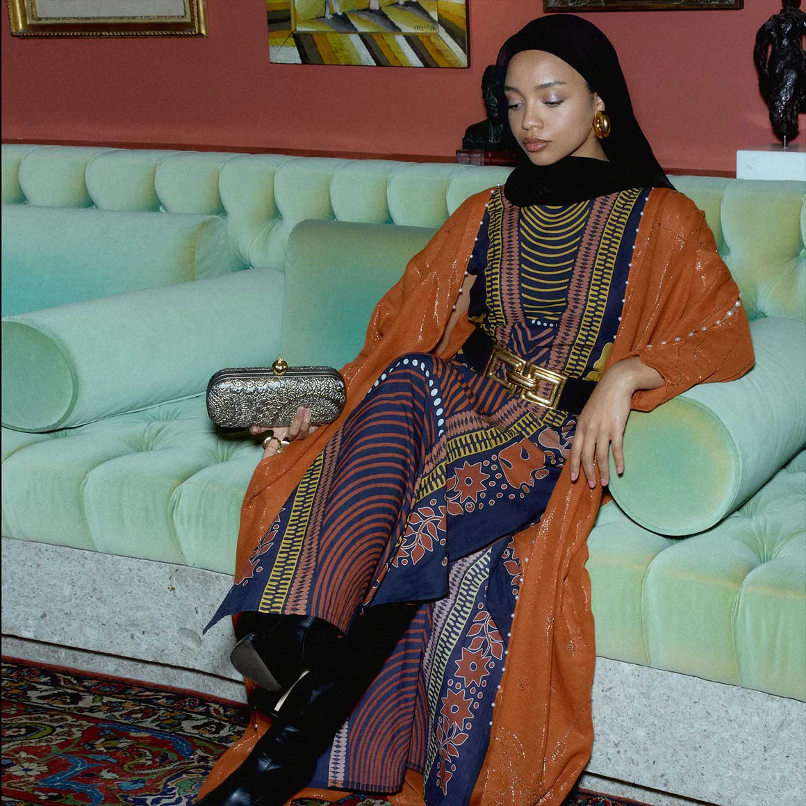 TRIBAL COTTON GOLD VANDA DRESS