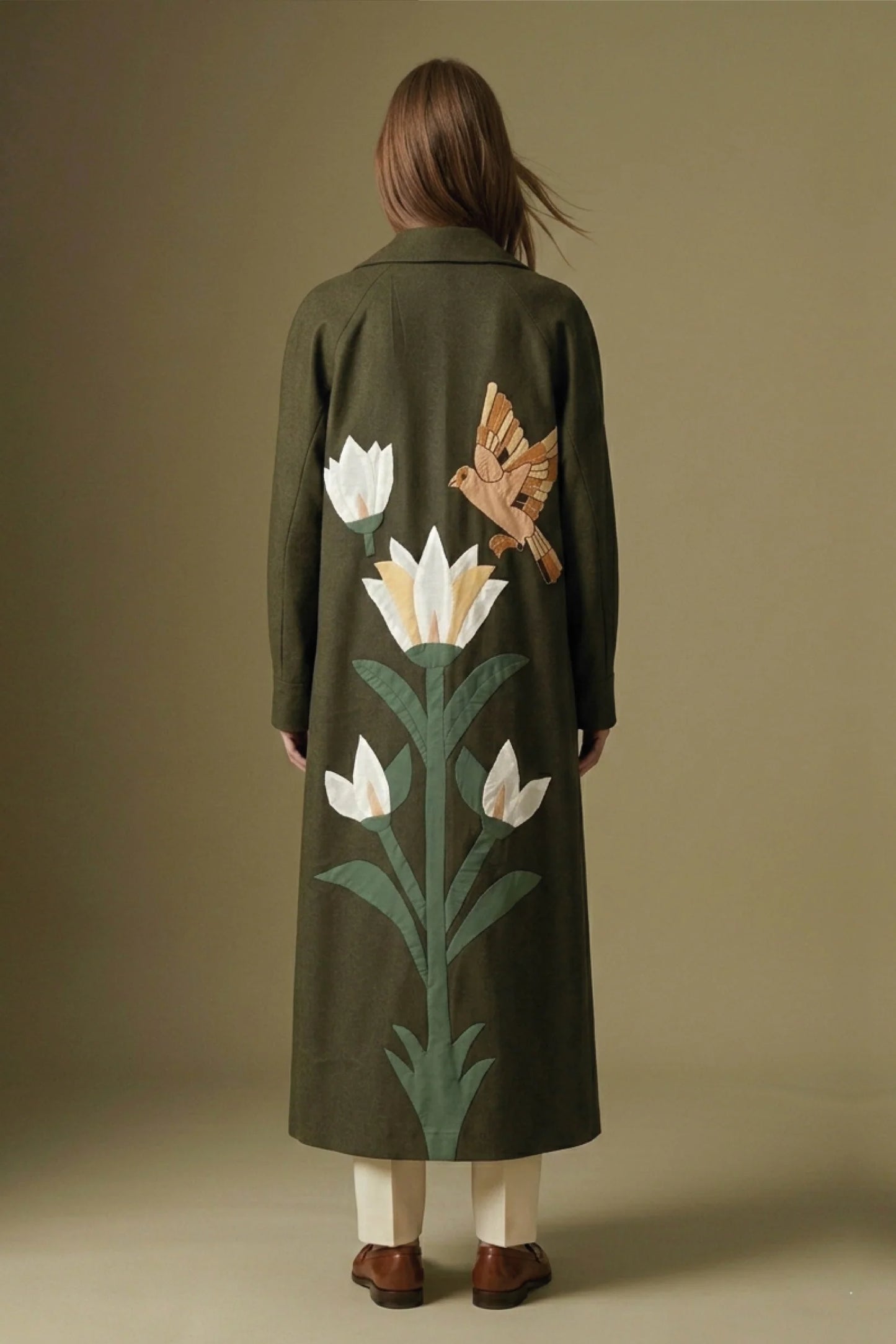 BIRD TREE PATCH OLIVE COAT