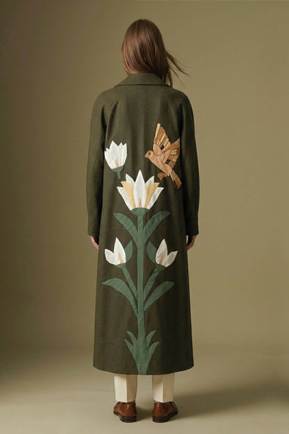 BIRD TREE PATCH OLIVE COAT