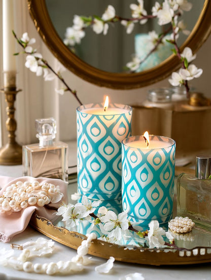 LARGE BLUE RAINDROP SCENTED CANDLE