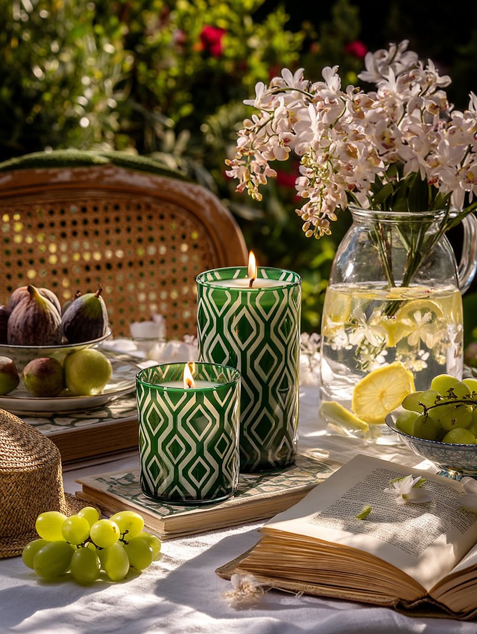 LARGE GREEN IKAT SCENTED CANDLE