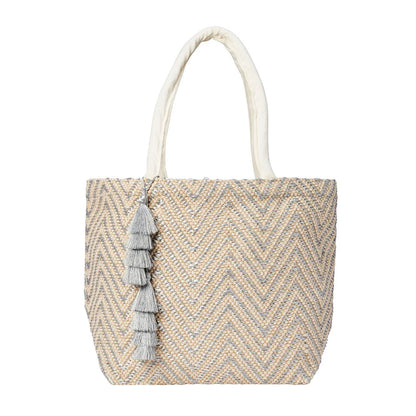 MYKONOS SILVER ZIGZAG TOTE BAG