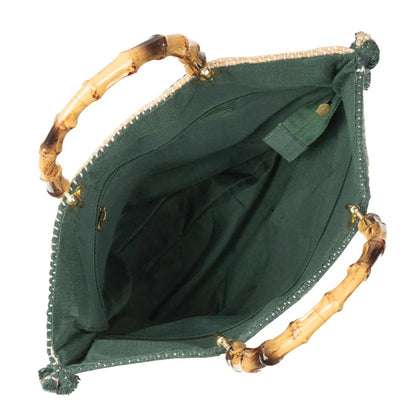 NAPOLI OLIVE STRIPE JUTE BAG