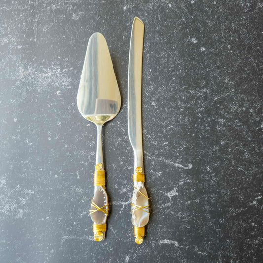 TWO PIECE SET CAKE KNIFE AND SERVER