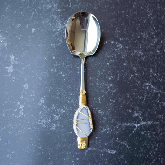 SERVING SPOON WITH AGATE