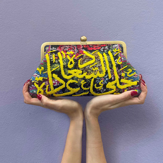 YELLOW CALLIGRAPHY ON FLORAL CLASSIC BAG