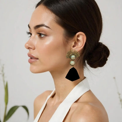 PYRAMID NAVY EARRINGS