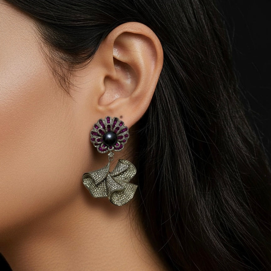 ROYAL PEARL FAN EARRINGS