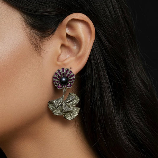 ROYAL PEARL FAN EARRINGS